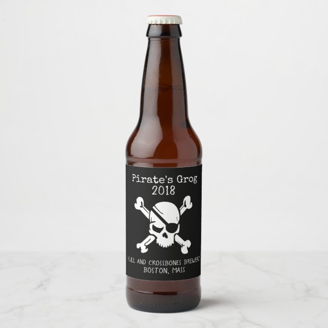 Rótulo de Cerveja Personalizada do Caveira Pirata  (Frente)