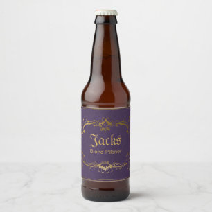 Rótulo de Cerveja Personalizada Roxo e Dourado