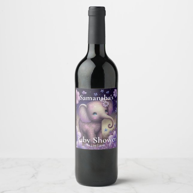 Rótulo de Chá de fraldas roxo de elefante doce (Frente)