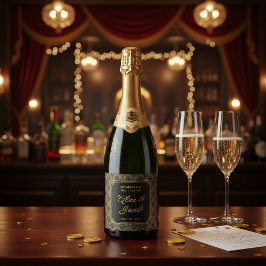 Rótulo de Champanhe de Casamento em Estilo Bordado
