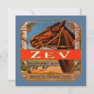 Rótulo de charuto vintage, potro marrom Zev Race H
