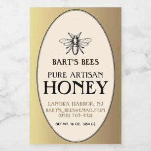 Rótulo de Comida do Retângulo de Abelhas Heráldico