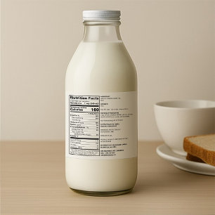 Rótulo de Comida nutricional do leite conforme com