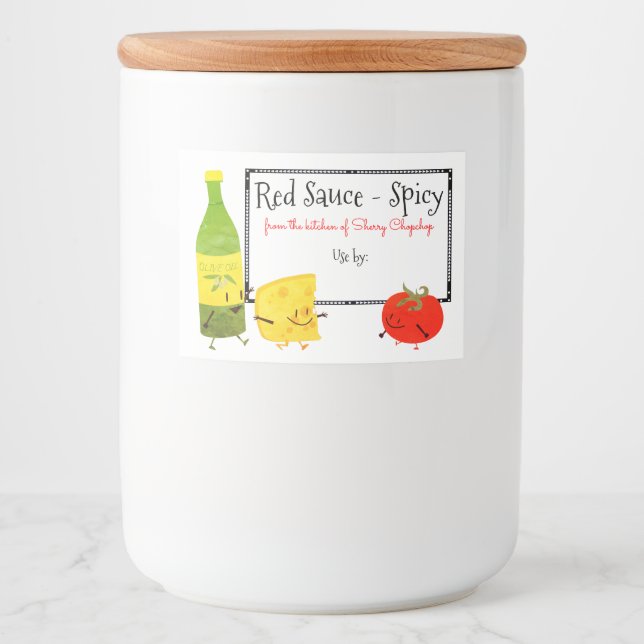 Rótulo de conservas de molho de tomate de comida i (Frente)