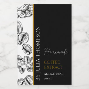 Rótulo de Extração de Café Homemado Dourado Elegan
