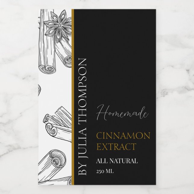 Rótulo de Extrato de Cinnamon Dourado Elegante (Rótulo Único)