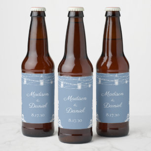 Rótulo de Frasco de Cerveja de Casamento com Luzes