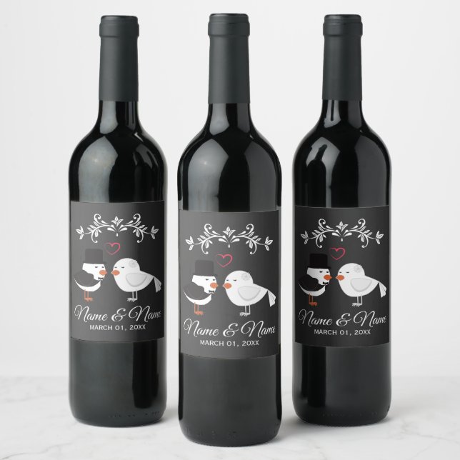 Rótulo de Frasco de Vinho de Casamento Personaliza (Garrafas)
