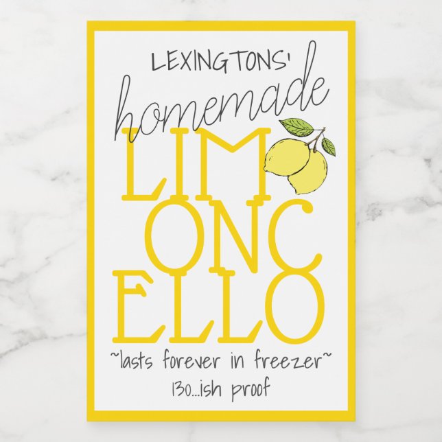 Rótulo de Frasco do Limoncello Homemade | (Rótulo Único)