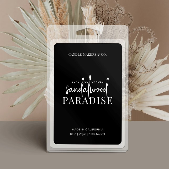 Rótulo de fusão de cera branca e preto simples min (Back wax melt labels, perfect to use on clamshells, boxes or doy pack pouches)