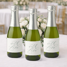 Rótulo de Garrafa de Casamento Com Amor – Verde Sa