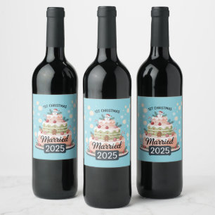 Rótulo De Garrafa De Cerveja 1º Natal Casados 2025 Bolo de Feriado Festivo