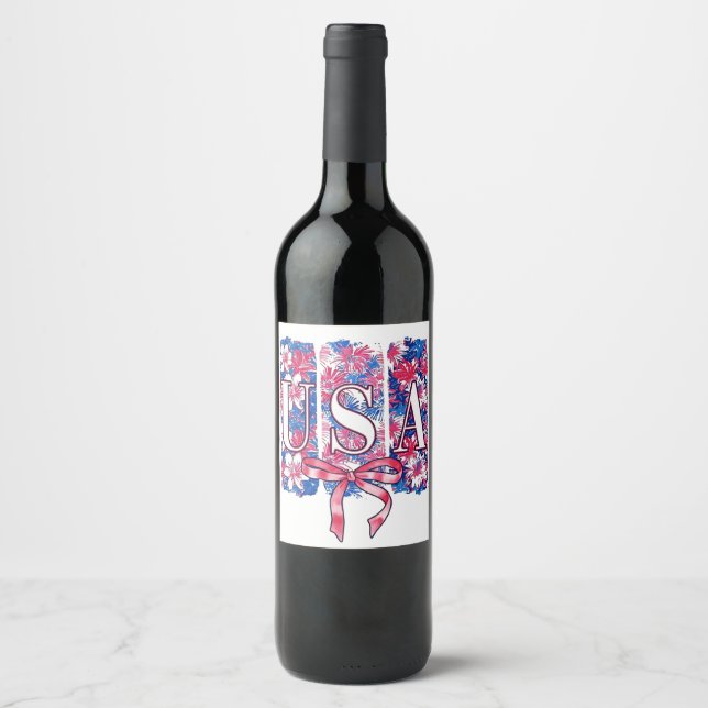 Rótulo De Garrafa De Cerveja 1776 América 4 de julho Flores EUA (Frente)