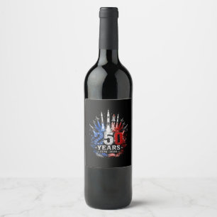 Rótulo De Garrafa De Cerveja 250 Anos 1776–2026 Celebração Patriótica no Céu Gr