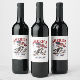 Rótulo De Garrafa De Cerveja 250 Anos América 1776 2026 Patriótico Cowboy