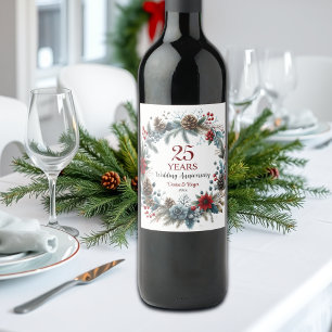 Rótulo De Garrafa De Cerveja 25 Silver Casamento Aniversário Elegante Inverno