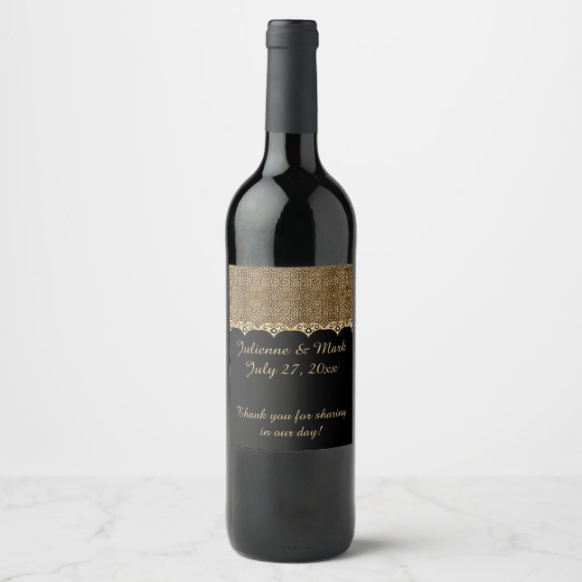 Rótulo De Garrafa De Cerveja #2 Leopardo Imprime Dourados Diamantes Bling Casam (Frente)