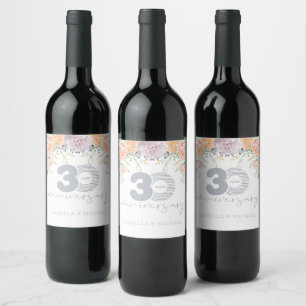 Rótulo De Garrafa De Cerveja 30o aniversário de casamento floral luxuoso