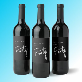 Rótulo De Garrafa De Cerveja 40.º aniversário dos 40 anos dos homens, preto