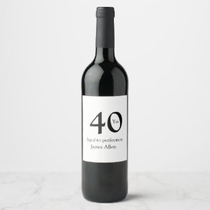 Rótulo De Garrafa De Cerveja 40 anos envelhecido à perfeição aniversário nome s