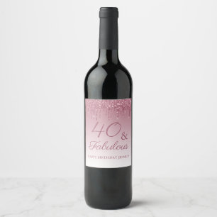 Rótulo De Garrafa De Cerveja 40 e Fabuloso Rosa de Coleta Rosa Dourada
