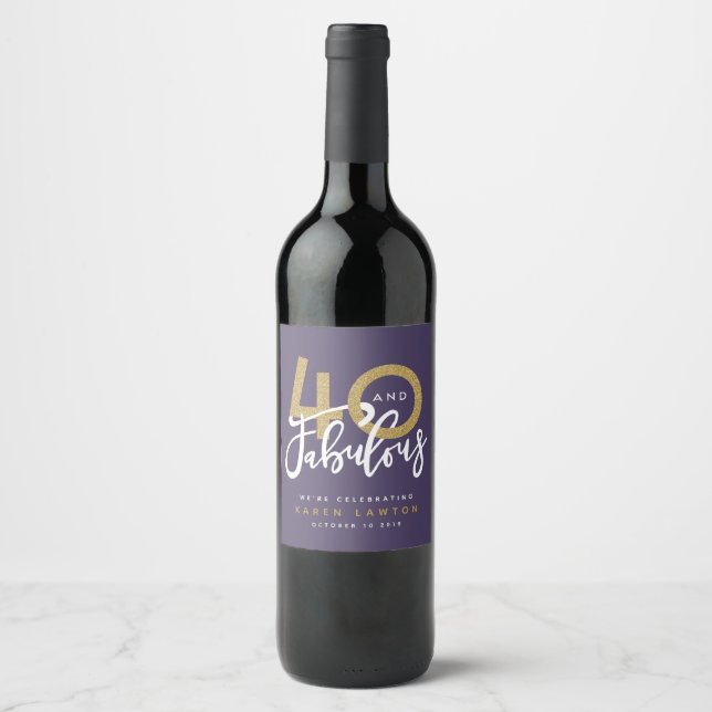 Rótulo De Garrafa De Cerveja 40 e ouro roxo fabuloso (Frente)