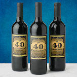 Rótulo De Garrafa De Cerveja 40th Birthday Celebration Black & Gold Standards<br><div class="desc">40th birthday parties can be times of fun and opportunities to create great memories. These vintage retro style black and gold bottle labels really add to the elegance of the celebration. The text is easily edited using the template provided.</div>