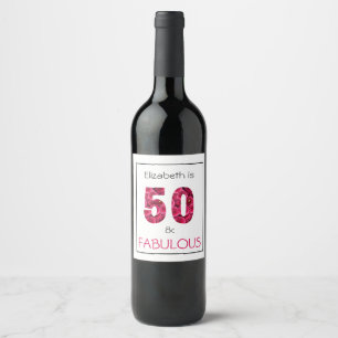 Rótulo De Garrafa De Cerveja 50º aniversário Cinquenta e Fabuloso Floral Rosa R