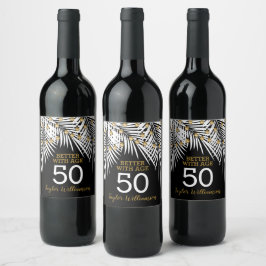 Rótulo De Garrafa De Cerveja 50º aniversário Preto e Dourado