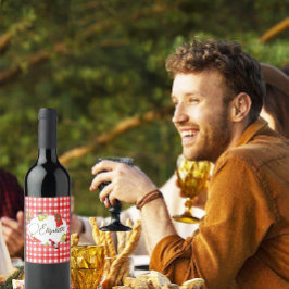 Rótulo De Garrafa De Cerveja 50º Padrão Botânico Vermelho Branco sobre Limão It