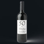 Rótulo De Garrafa De Cerveja 50.º aniversário Monograma Minimalista Elegante<br><div class="desc">50.º aniversário Monograma Mínimo de Vinho Elegante</div>