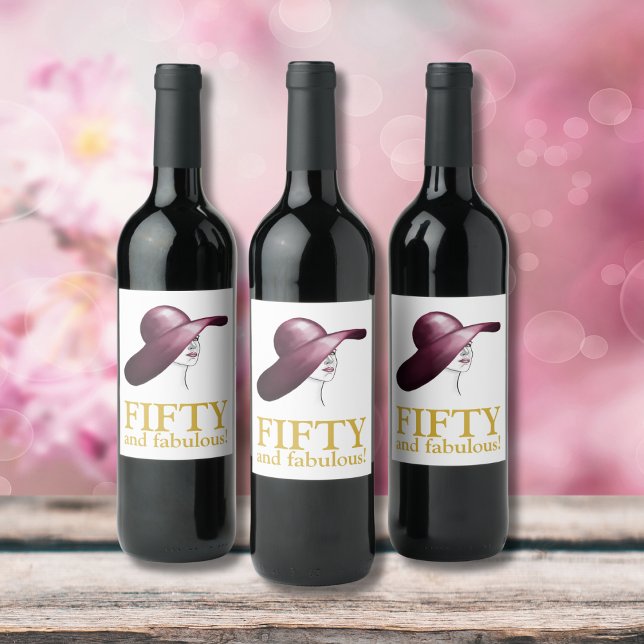 Rótulo De Garrafa De Cerveja 50 e Fabulosa Mulher Elegante (Criador carregado)