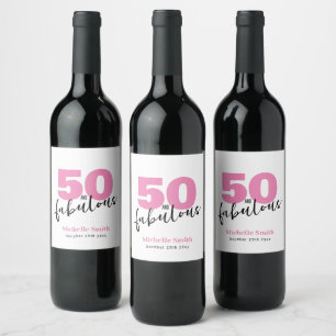 Rótulo De Garrafa De Cerveja 50 e fabuloso e moderno 50º cor-de-rosa Festa de a