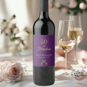 Rótulo De Garrafa De Cerveja 50 e fabuloso em ouro elegante e púrpura
