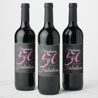 Rótulo De Garrafa De Cerveja 50 e Fabuloso Rosa Festa de Aniversário Personaliz