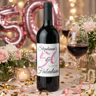 Rótulo De Garrafa De Cerveja 50 e Fabuloso Rosa Festa de Aniversário Personaliz