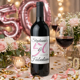 Rótulo De Garrafa De Cerveja 50 e Fabuloso Rosa Festa de Aniversário Personaliz