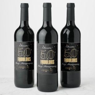 Rótulo De Garrafa De Cerveja 50 & Fabuloso Tipografia Preto Dourado Aniversário