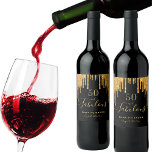 Rótulo De Garrafa De Cerveja 50 fabulous birthday black gold glitter sparkle<br><div class="desc">Simple and elegant 50th birthday wine label. A classic black background decorated with faux gold glitter drips, paint dripping look. With the text: 50 and fabulous. Personalize and add a name and a date. Date of birth or the date of the party. Golden colored text. The word Fabulous is written...</div>