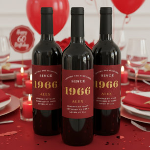 Rótulo De Garrafa De Cerveja 60º Aniversário Nome 1966 Red Dourado Elegant Chic