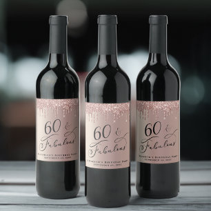Rótulo De Garrafa De Cerveja 60º Aniversário - Rosa Dourada Glitter Personali