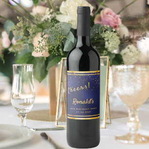 Rótulo De Garrafa De Cerveja 60.a Festa de aniversário marinho azul torres de 