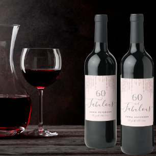 Rótulo De Garrafa De Cerveja 60 fabulosa rosa de ouro, reluz