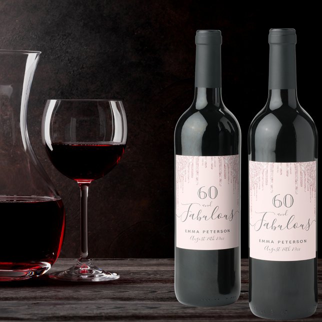 Rótulo De Garrafa De Cerveja 60 fabulosa rosa de ouro, reluz (Criador carregado)