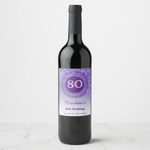 Rótulo De Garrafa De Cerveja 80 de na moda de Aniversário com Glitter Roxo