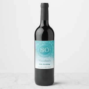 Rótulo De Garrafa De Cerveja 80 de na moda de Aniversário do Azul-Teal