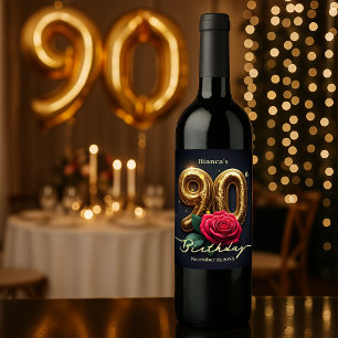 Rótulo De Garrafa De Cerveja 90 de Ouro Chic sofisticado - Aniversário