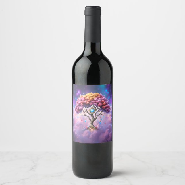 Rótulo De Garrafa De Cerveja A Árvore Celestial do Devir. (Frente)