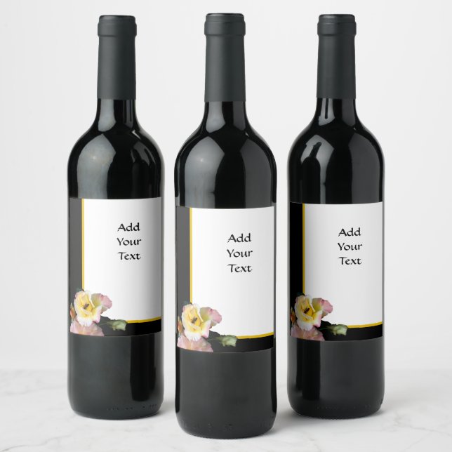 Rótulo De Garrafa De Cerveja Abelha nas flores amarelas cor-de-rosa (Garrafas)