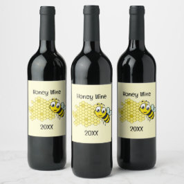 Rótulo De Garrafa De Cerveja Abelhas e Design Honeycomb
